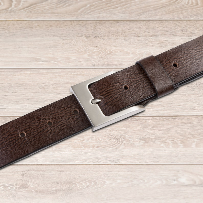 Dani Leather Belts mens Real Genuine square Buckle Trouser Sizes Brown Black Jeans