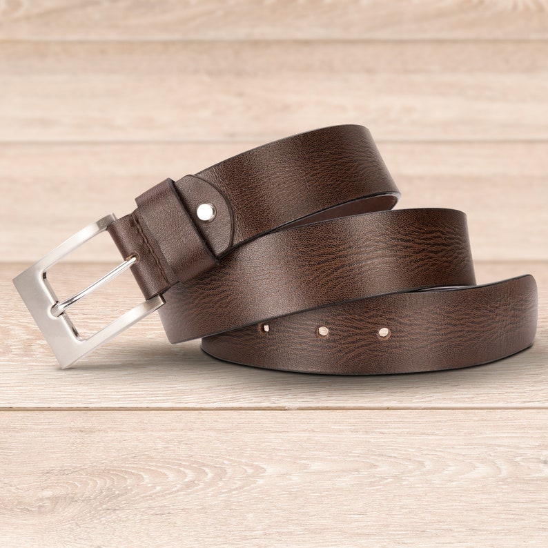 Dani Leather Belts mens Real Genuine square Buckle Trouser Sizes Brown Black Jeans