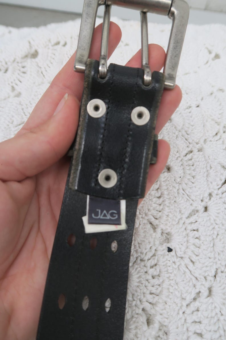 Unisex Retro Jag Leather Black Belt