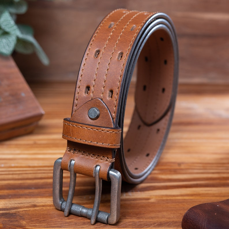 Dani Leather Belt, Full Grain Leather Belt, Brown Leather Belt