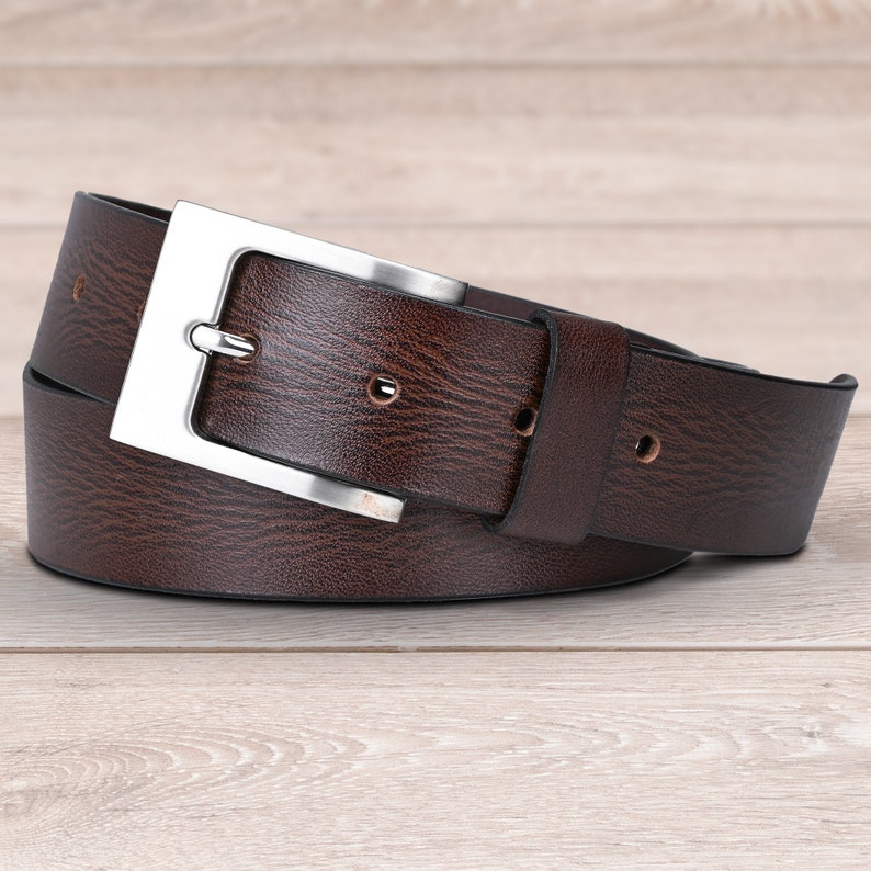 Dani Leather Belts mens Real Genuine square Buckle Trouser Sizes Brown Black Jeans