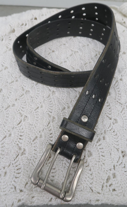 Unisex Retro Jag Leather Black Belt