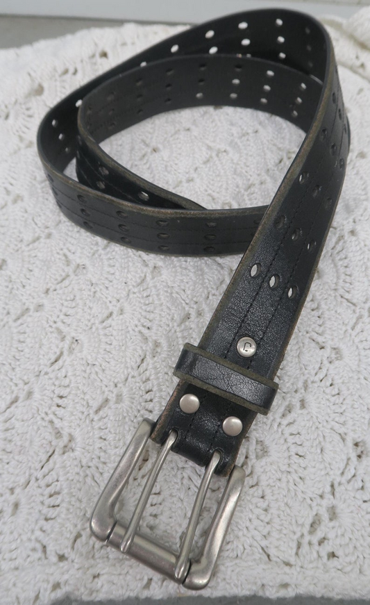 Unisex Retro Jag Leather Black Belt