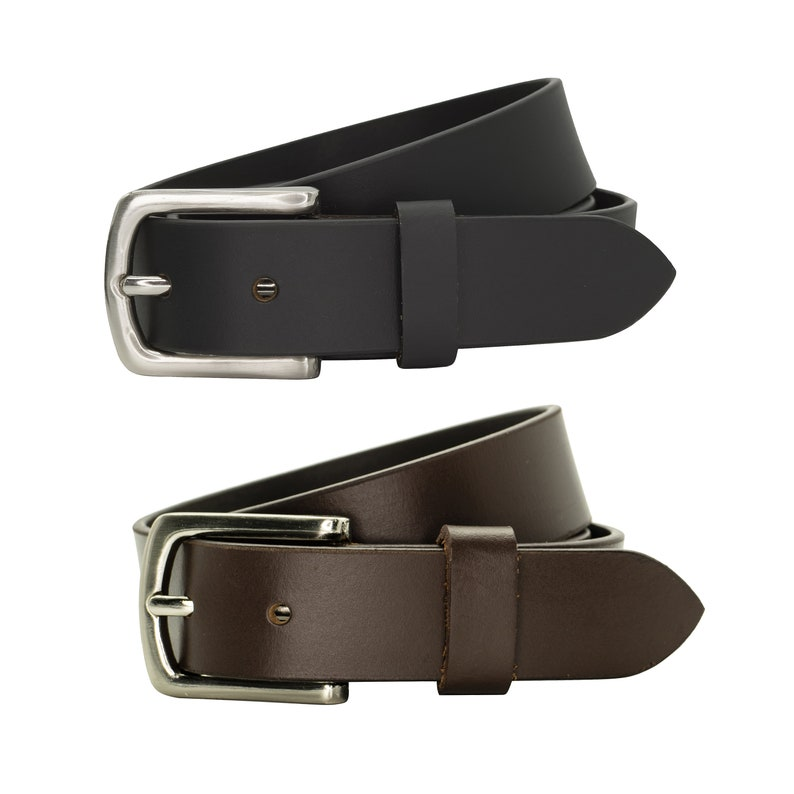 32mm Full Grain Classic Black/Brown Leather Belt for Men